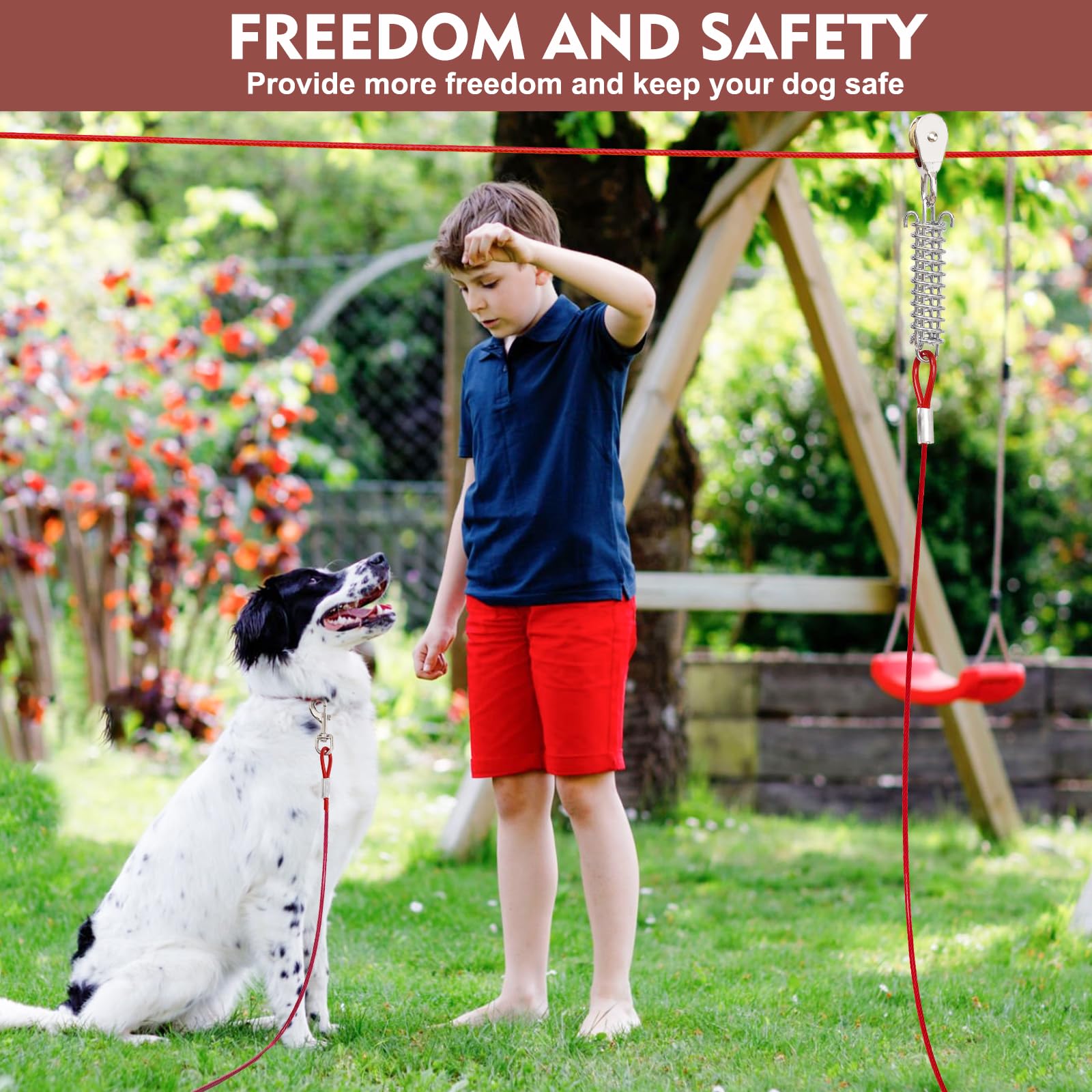 LUFFWELL dog-runner in yard setting—secure setup for safe backyard exploration.
