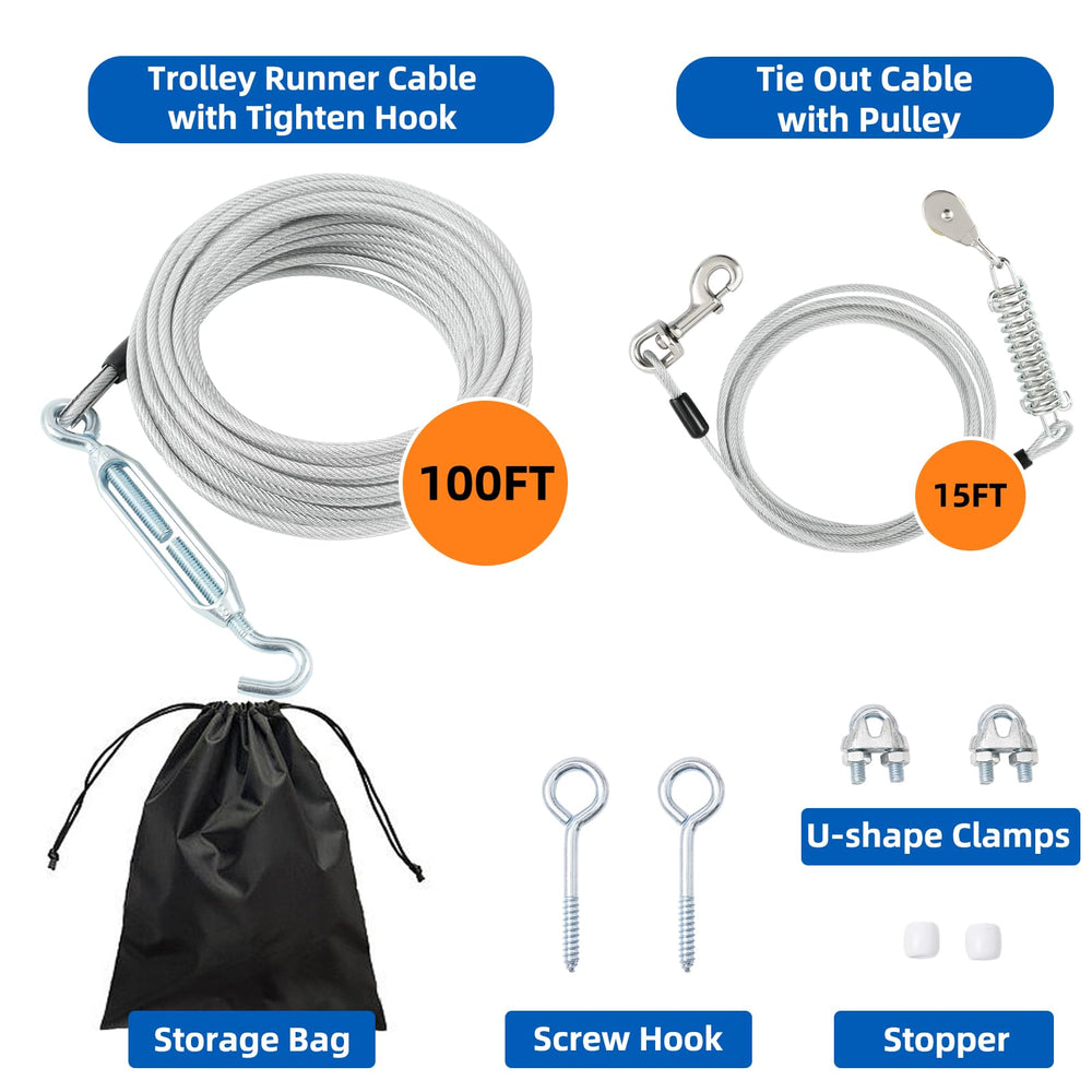 LUFFWELL dog runner tie-out cable 15ft for versatile backyard control