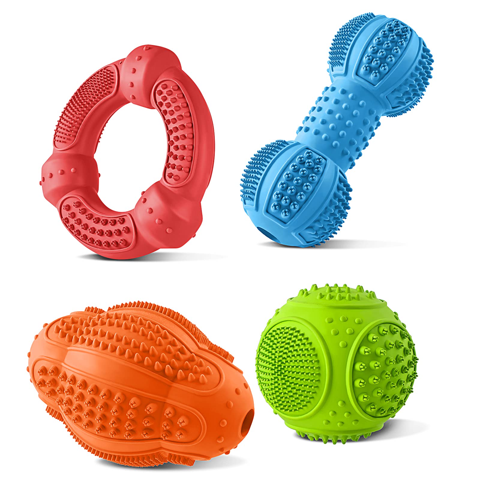 LUKITO dog chew toys four shapes clean teeth during play, reducing plaque and tartar