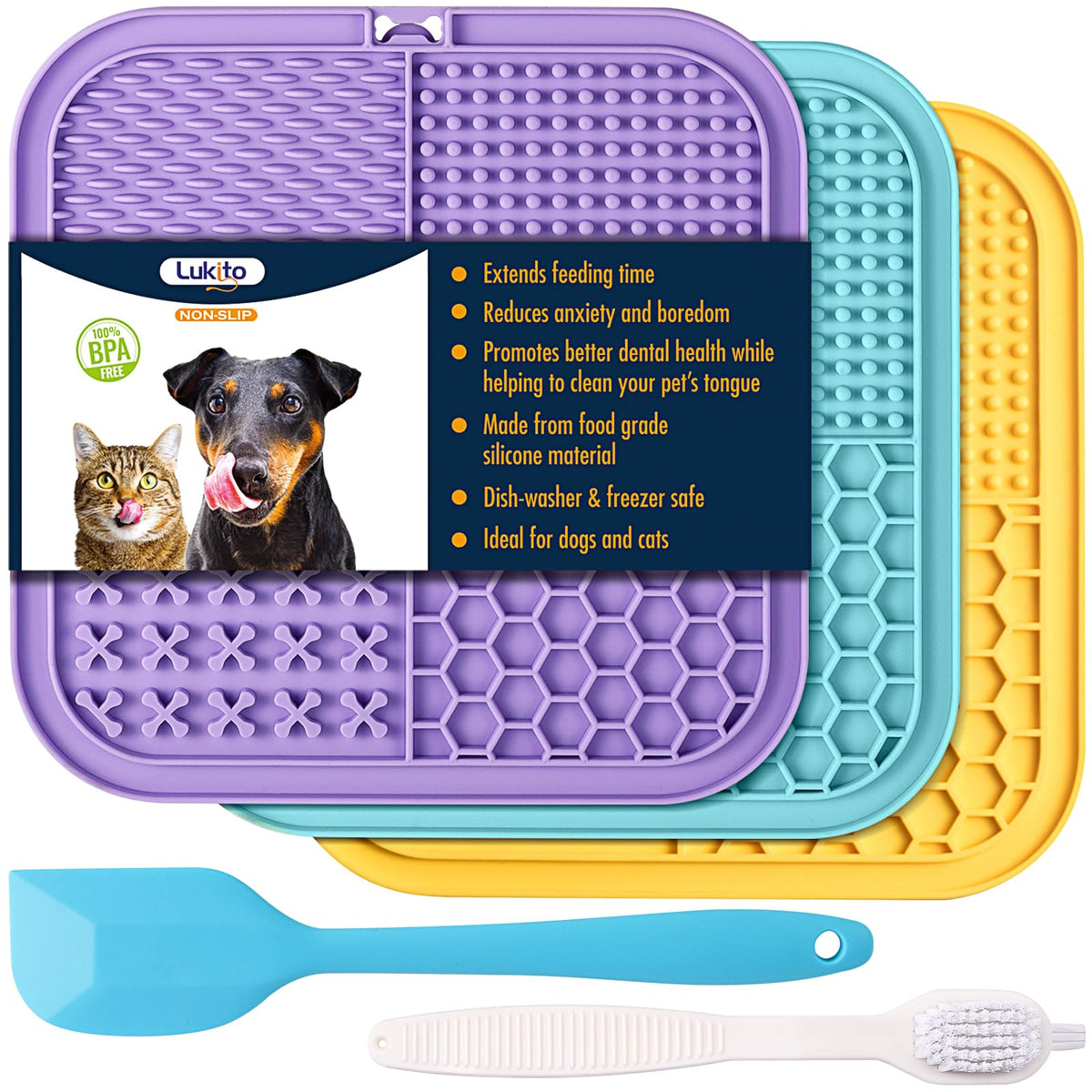 Lukito Lick Mat con ventosas fijadas para fijación estable y distracción.