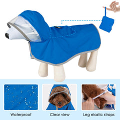 Lukovee dog raincoat pocket design ready for compact storage.