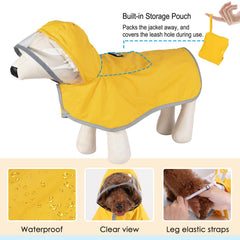 Lukovee dog raincoat reflective brim boosts nighttime safety