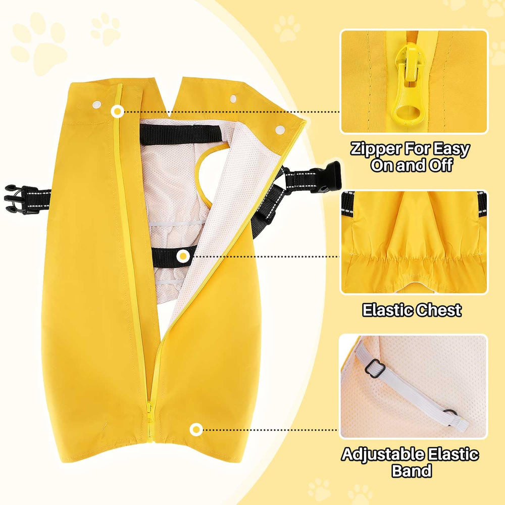 Lukovee dog raincoat reflective brim enhances nighttime visibility.