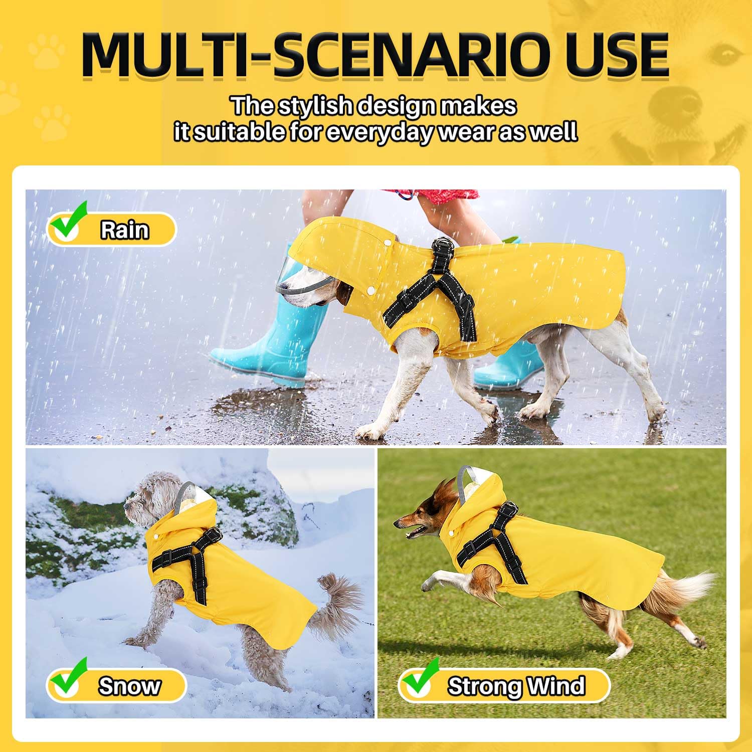 Lukovee dog raincoat size guide helps find the perfect fit.