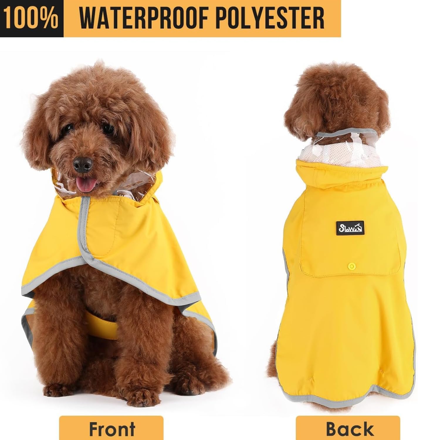 Lukovee dog raincoat size chart shows XS-XXXL options