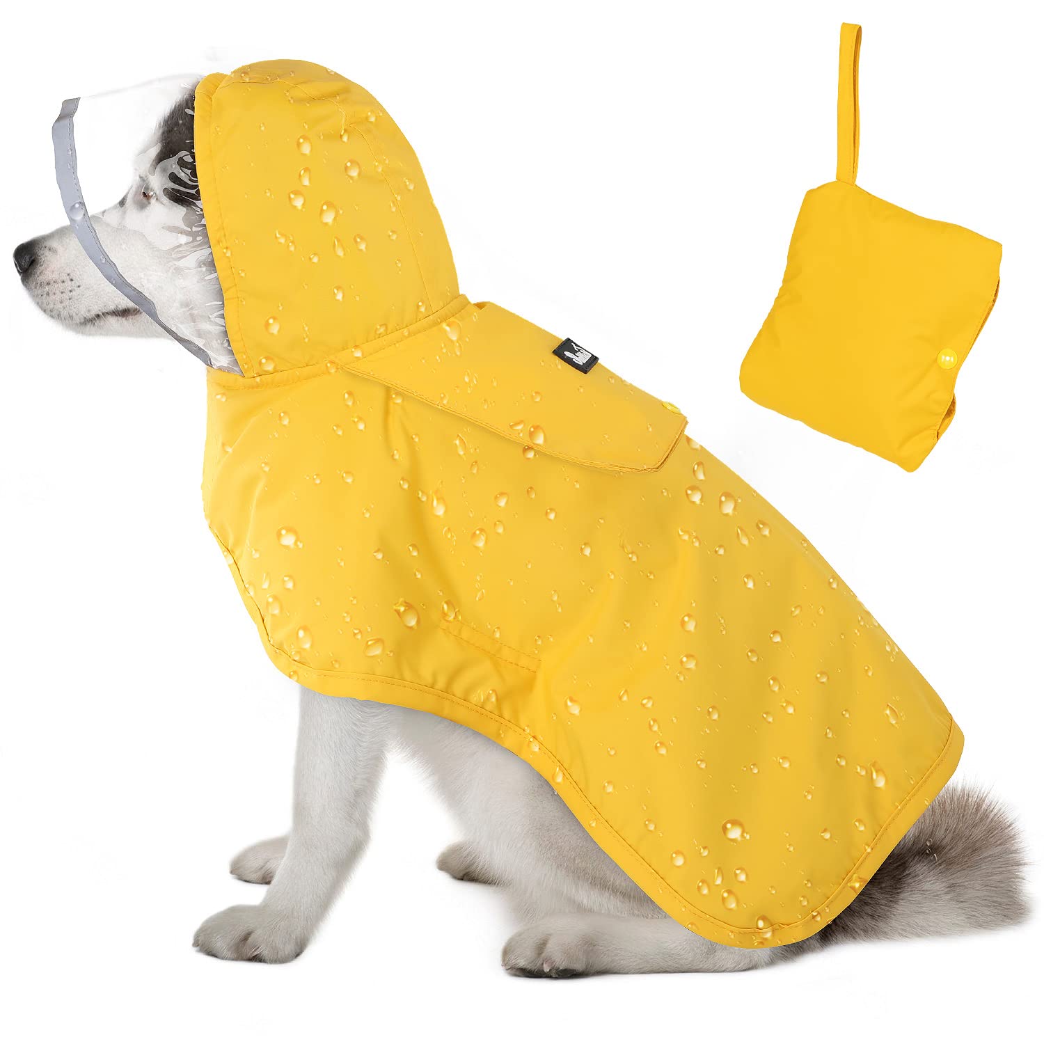 Lukovee dog raincoat waterproof fabric beads rain for dry adventures.