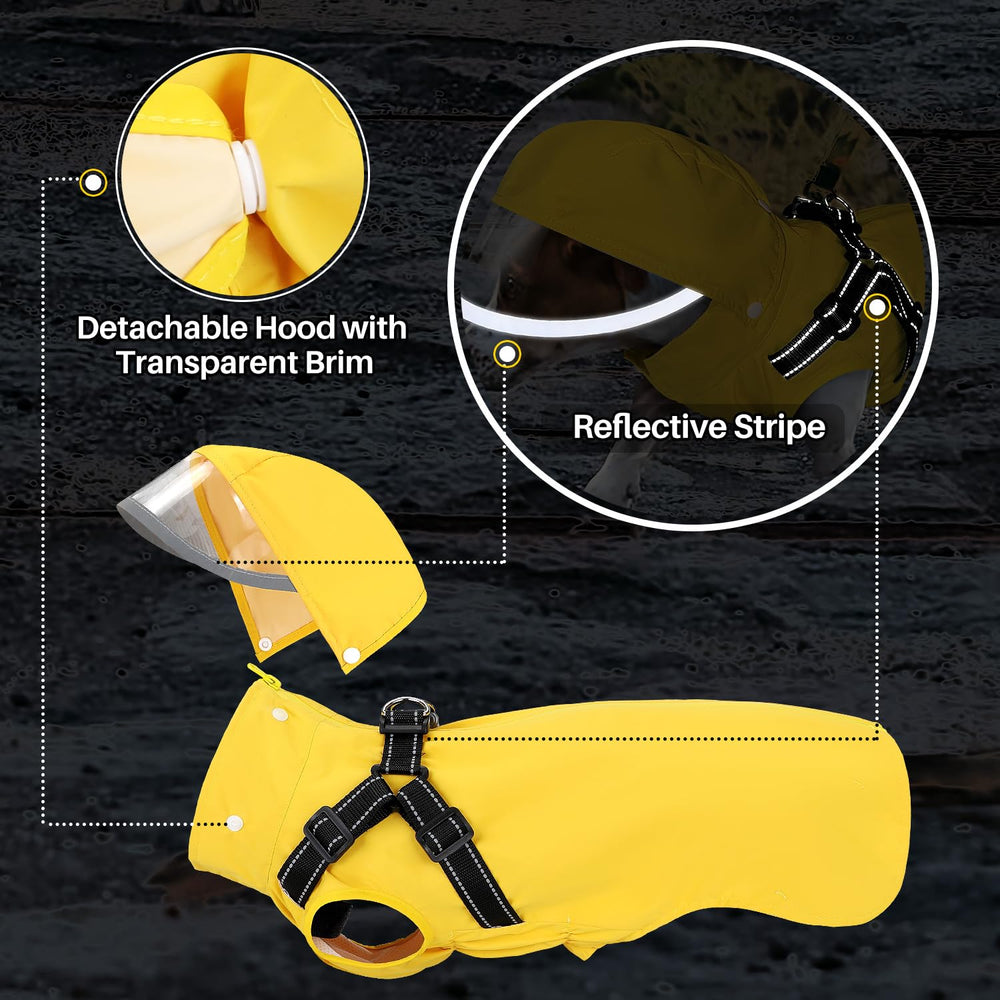 Lukovee dog raincoat waterproof zipper enables easy on-and-off.