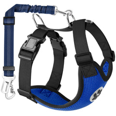 Lukovee dog seatbelt blue double clip for secure car restraint during travel