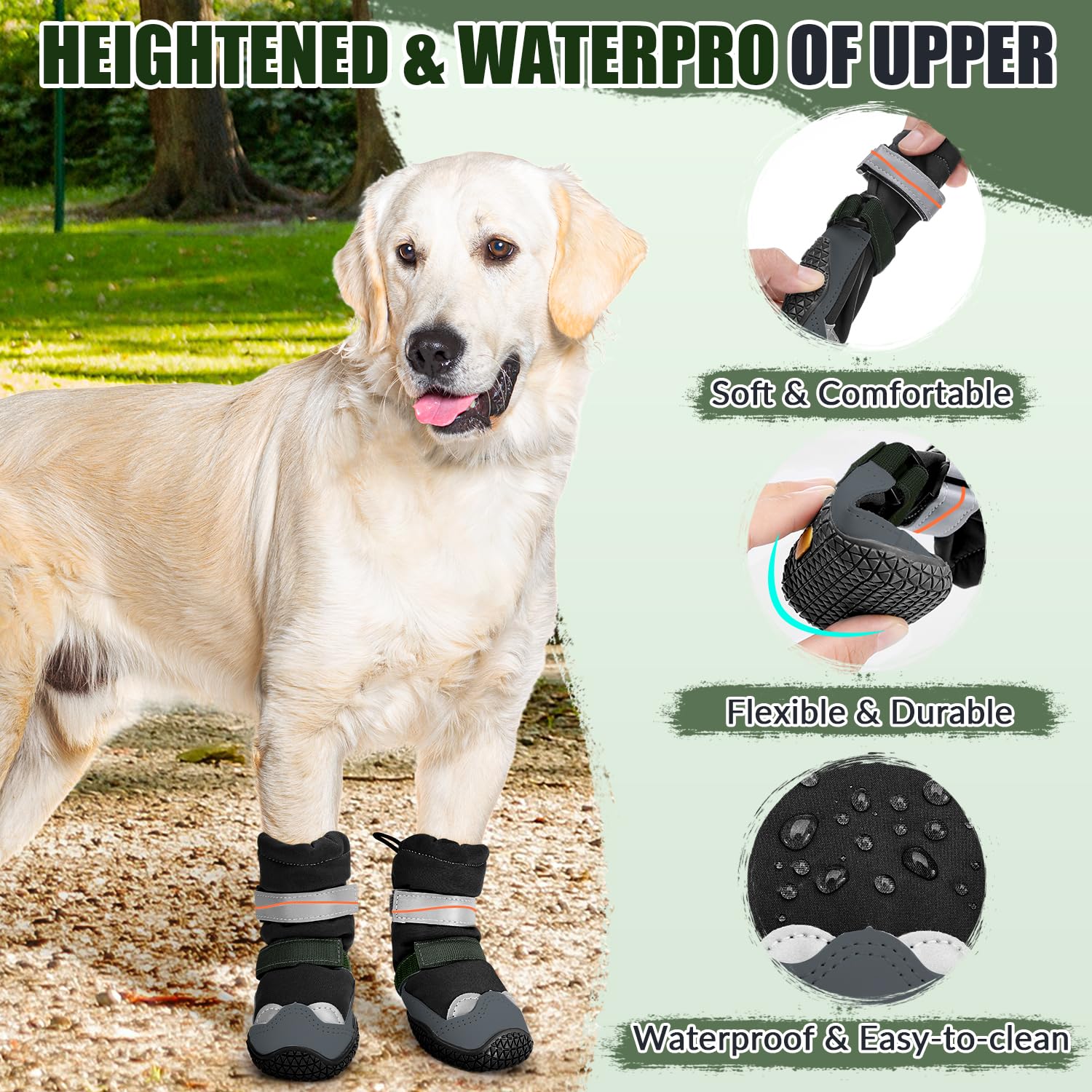 Lukovee dog shoes fleece-interior provides warmth on cold park strolls.