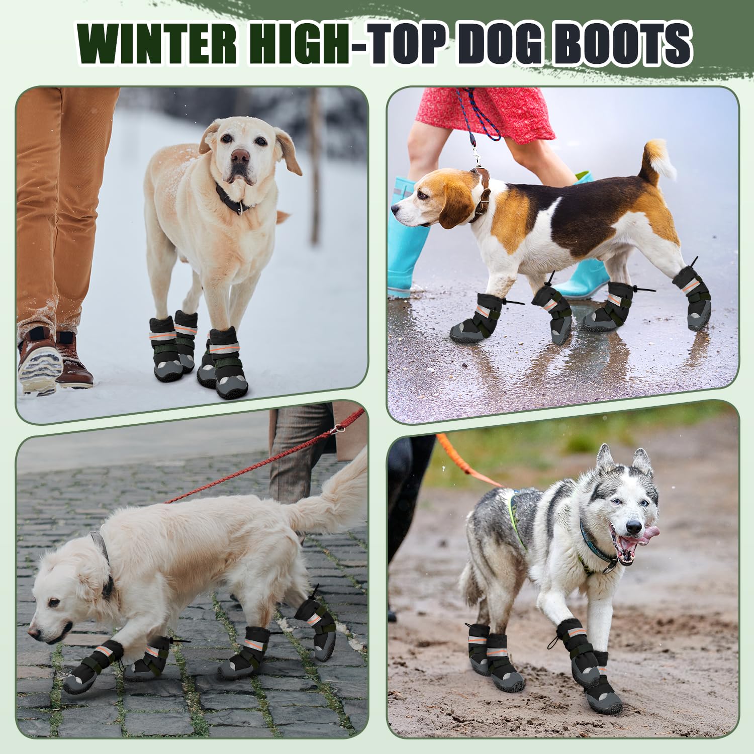Lukovee dog shoes pack-four-boots offer ready protection for outings.
