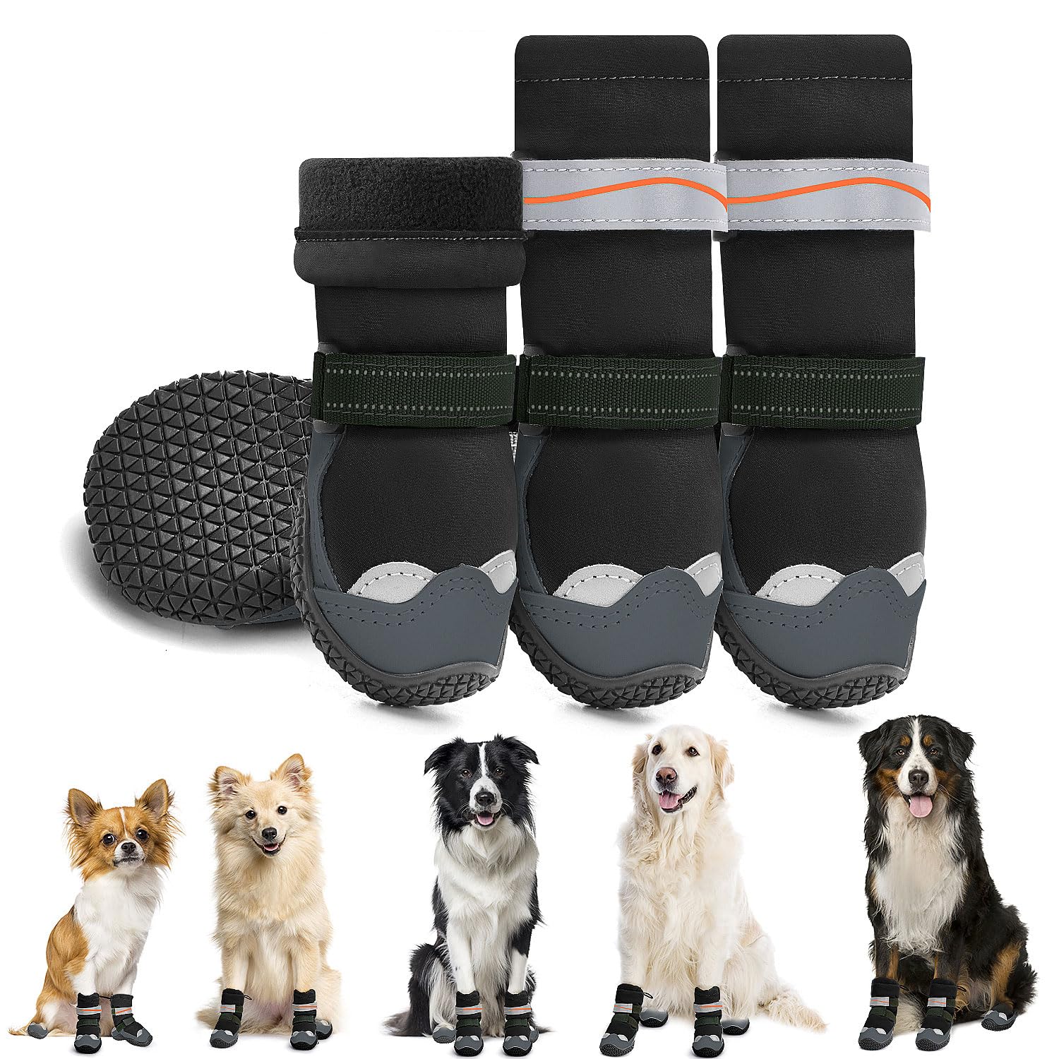 Lukovee dog shoes waterproof upper keep paws dry during rain and snow.