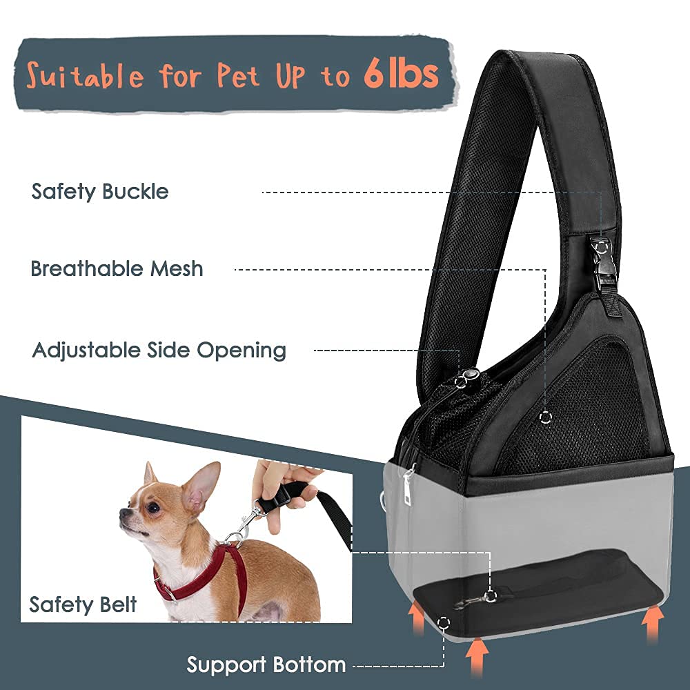 Lukovee dog sling buckle closure and safety hook for easy secure pet transport