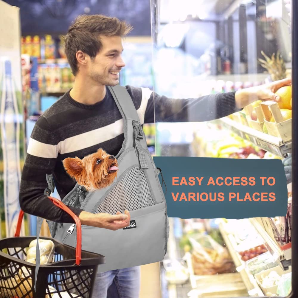 Lukovee dog sling grey fabric highlighting breathable mesh for comfort