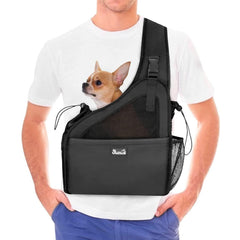 Lukovee dog sling with hard bottom plate providing sturdy support for small dogs during outdoor walks