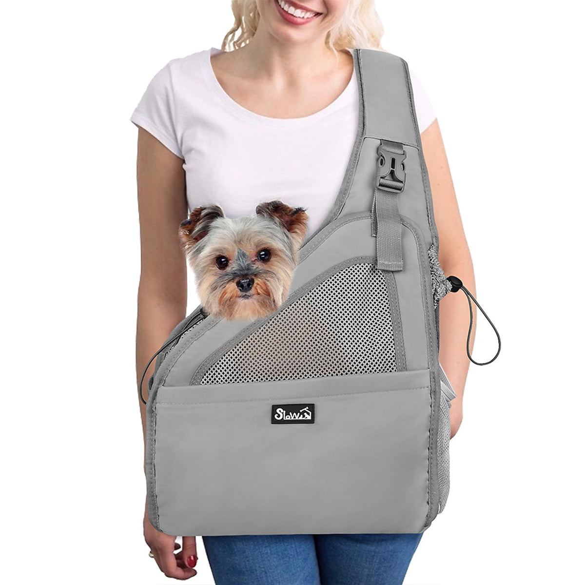Lukovee dog sling with hard bottom for sturdy support during walks