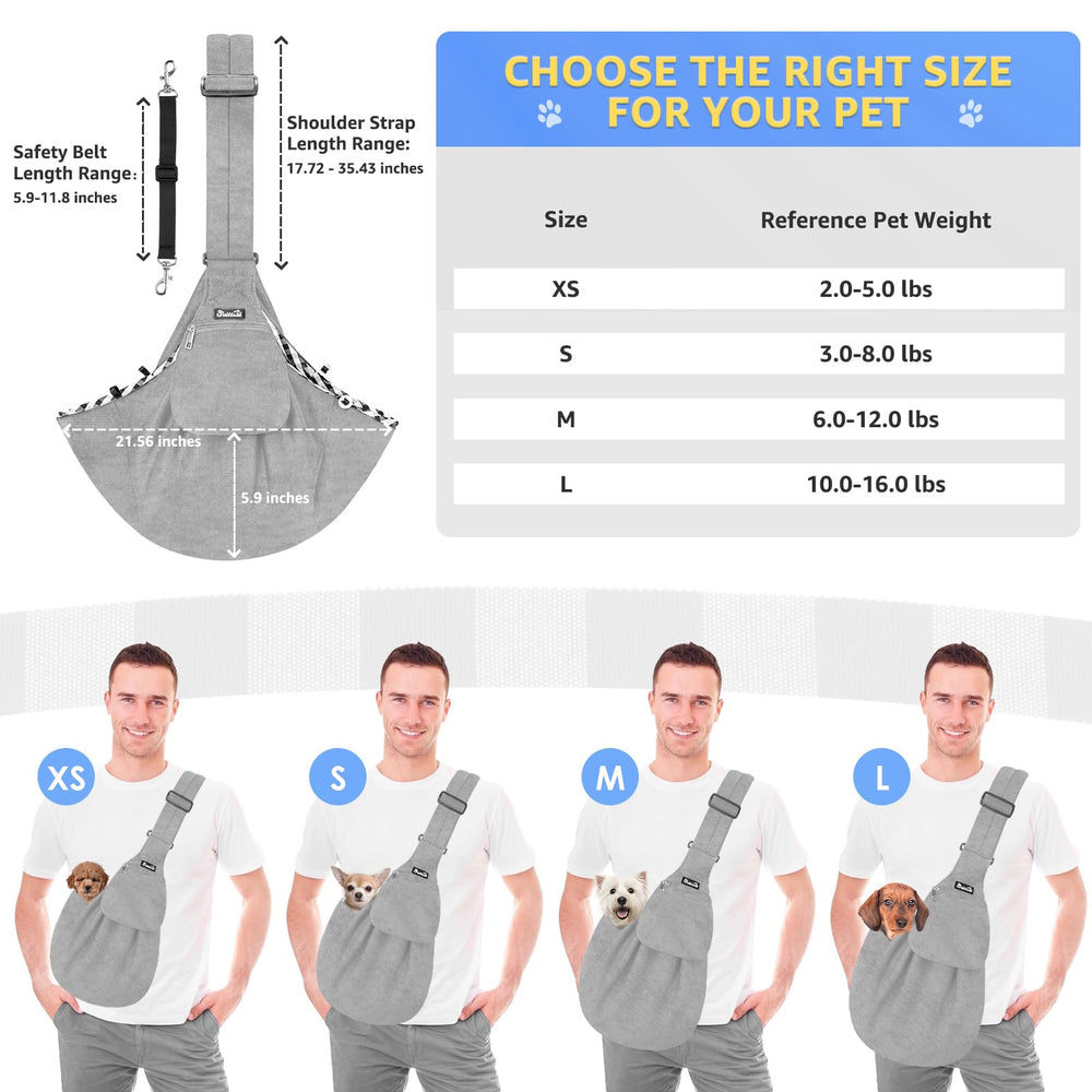 Lukovee Pet Sling worn on the shoulder offers hands free convenience