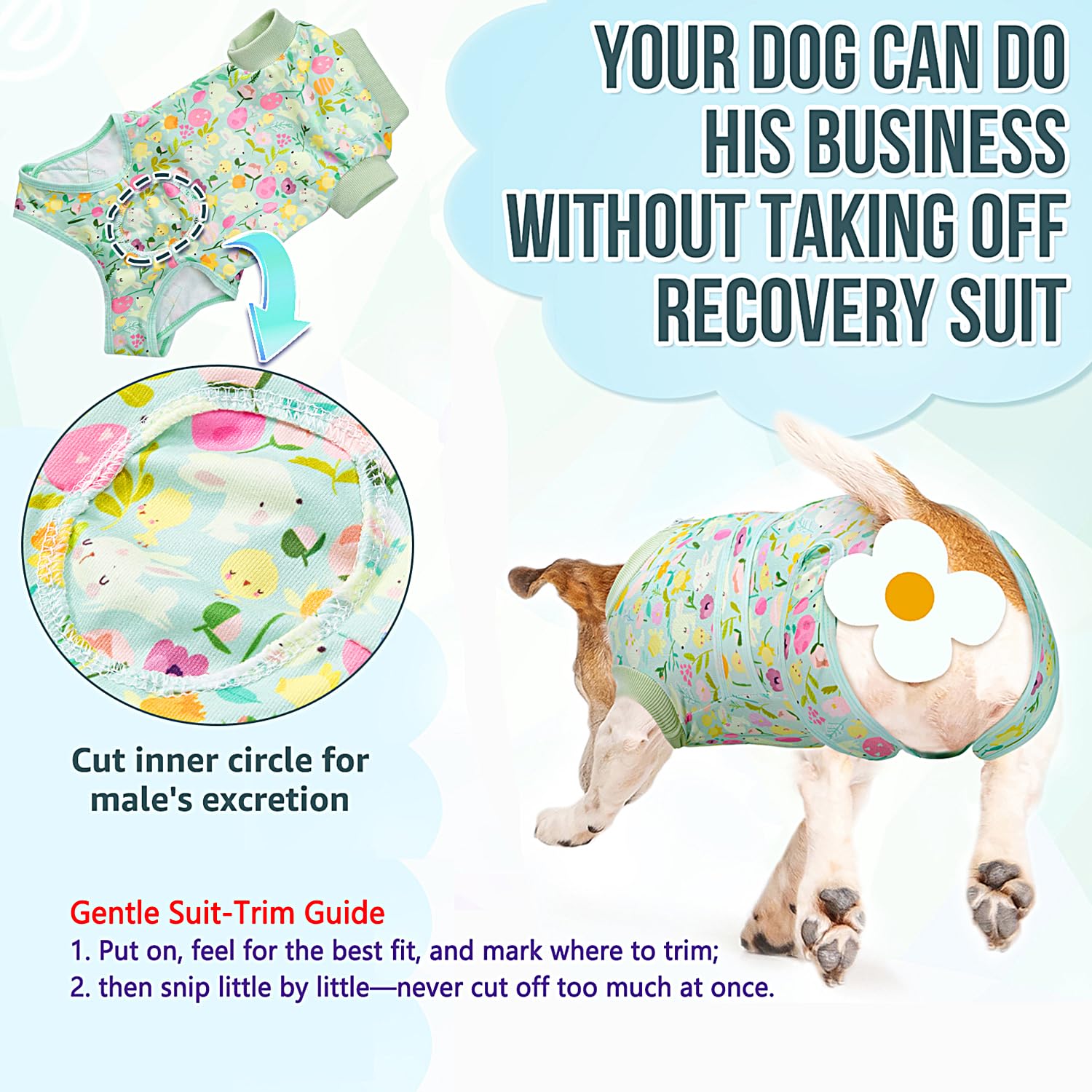 Lukovee adjustable waist dog suit offers a snug fit for different abdomen sizes
