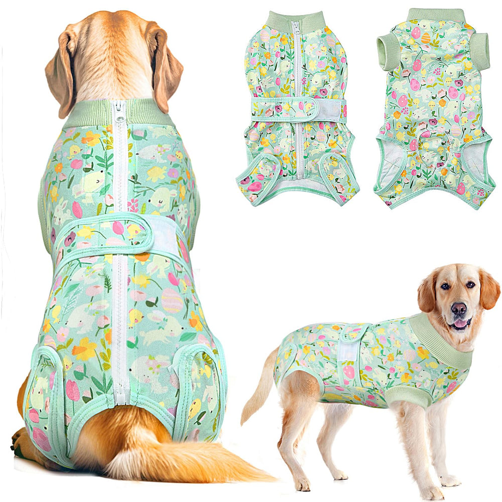 Lukovee Recovery Suit with back zipper enables easy wearing for post-surgery dog care