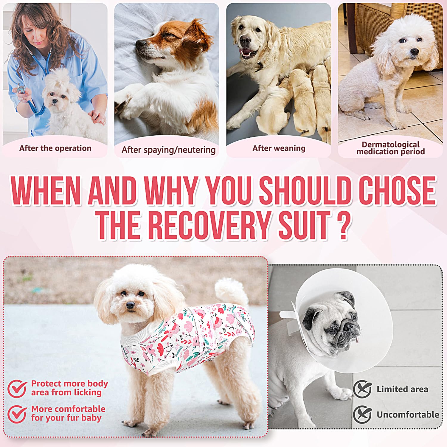 Lukovee Recovery Suit dog waist-adjustable ensures snug fit for varied bodies.