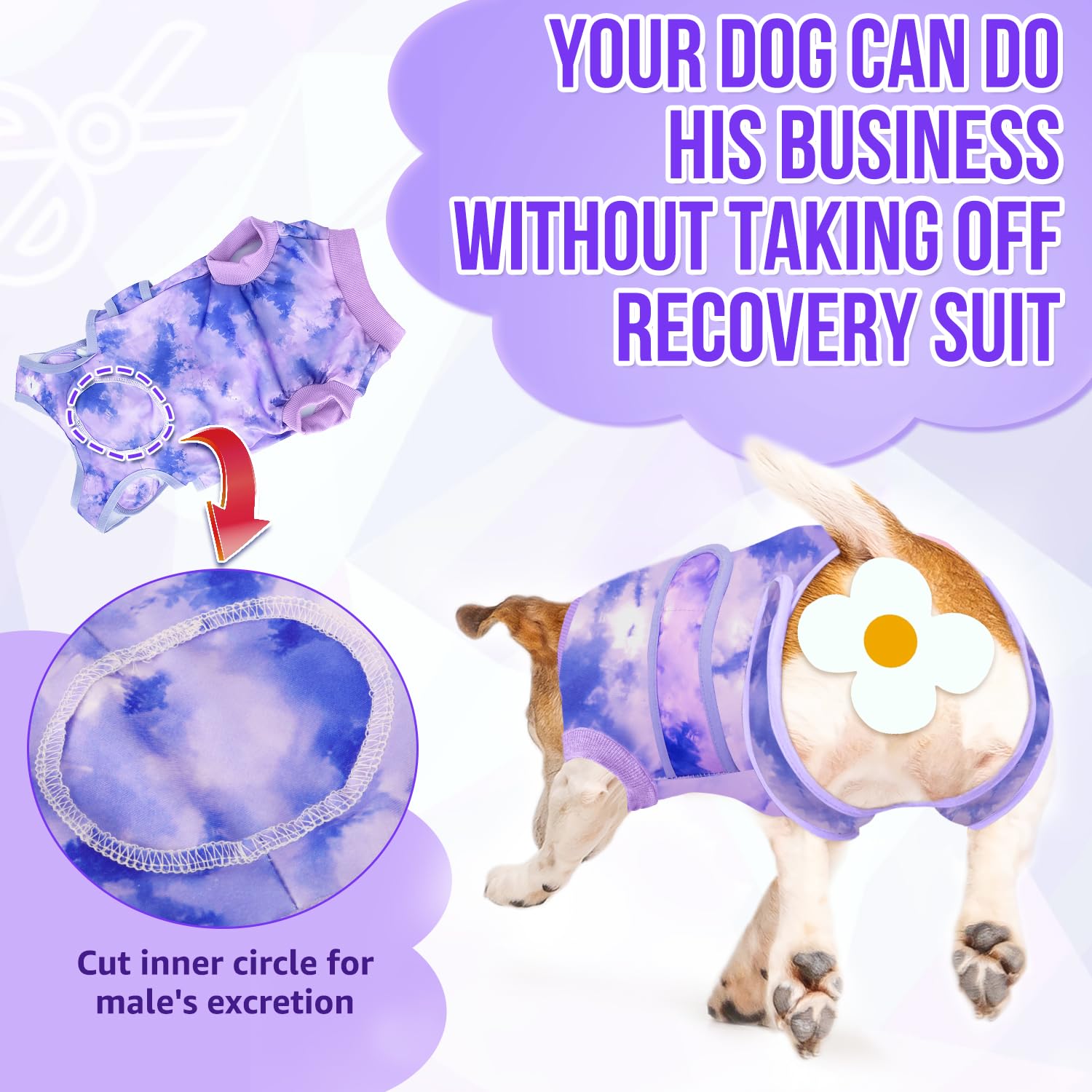Lukovee Recovery Suit dogs adjustable-waist provides snug comfort.