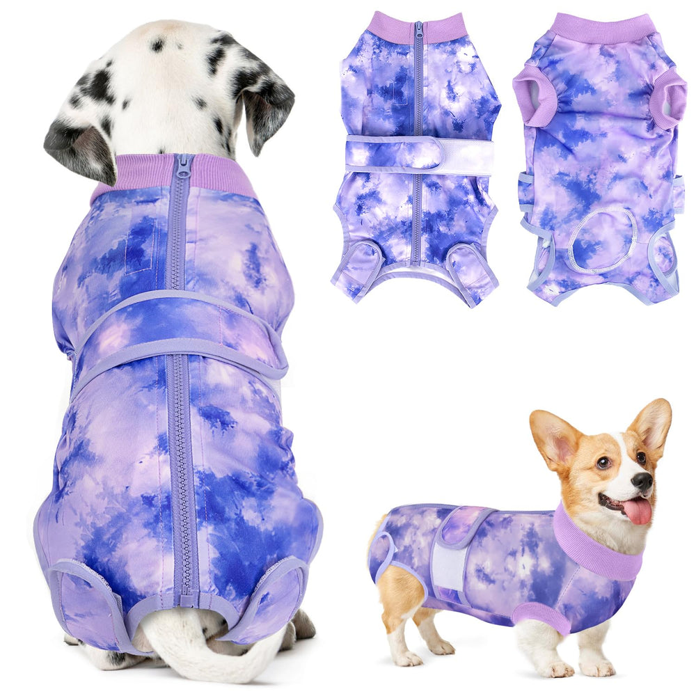 Lukovee Recovery Suit for Dogs back-zipper offers easy wear and quick post-surgery setup.