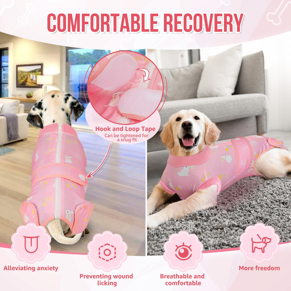 Lukovee Recovery Suit for Dogs in pink color adds a friendly look while supporting recovery