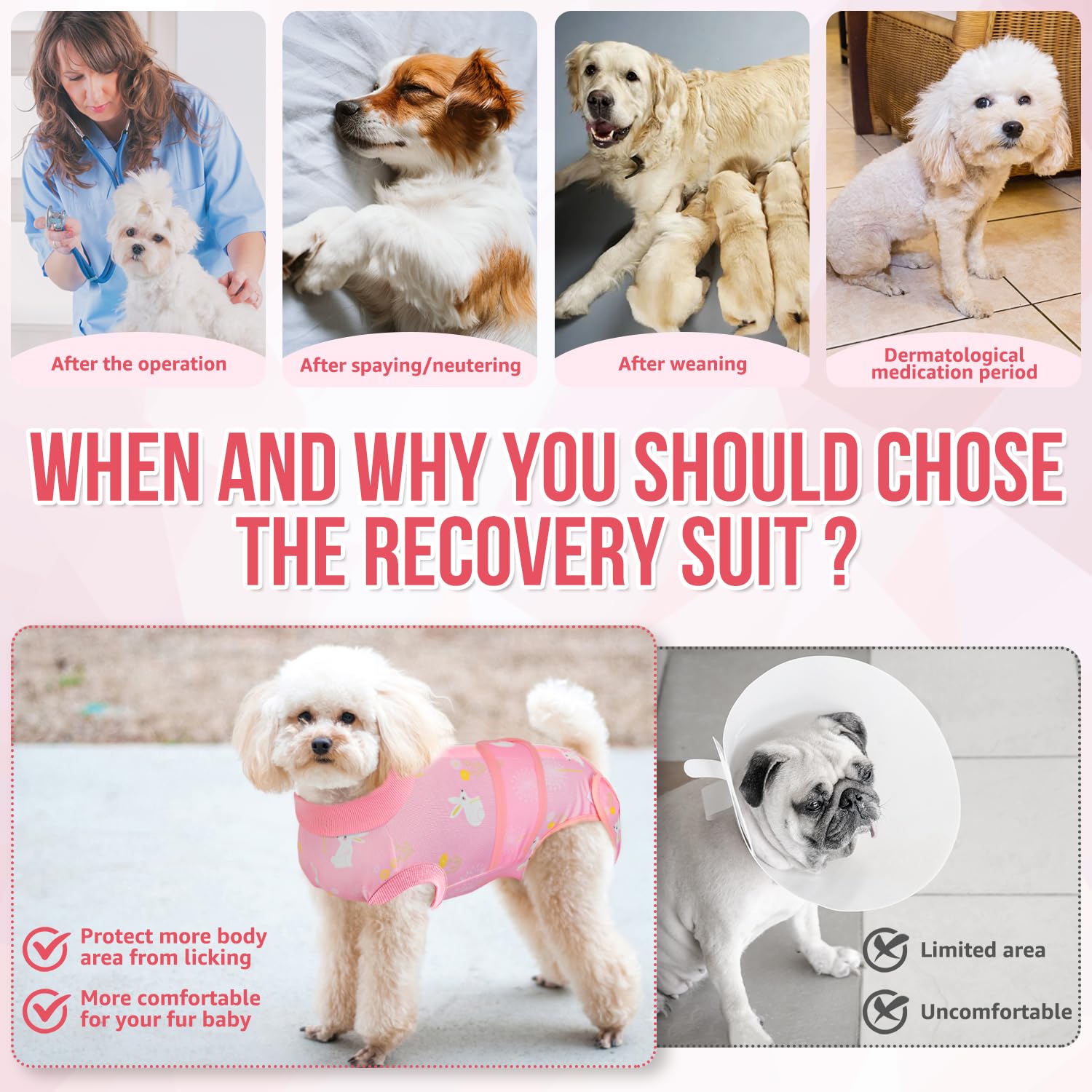 Lukovee Recovery Suit for Dogs made of soft polyester for gentle, breathable comfort