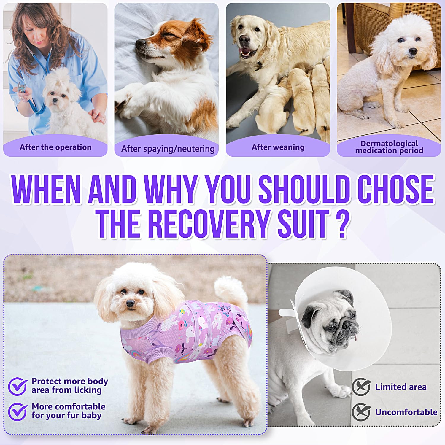 Lukovee Recovery Suit soft polyester fabric keeps your dog comfortable.