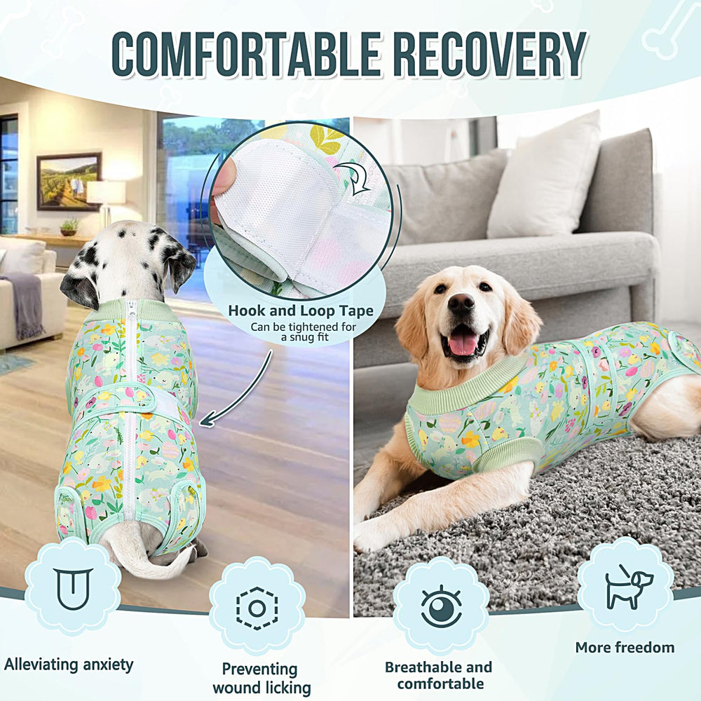 Lukovee soft polyester recovery suit comforts anxious dogs during healing