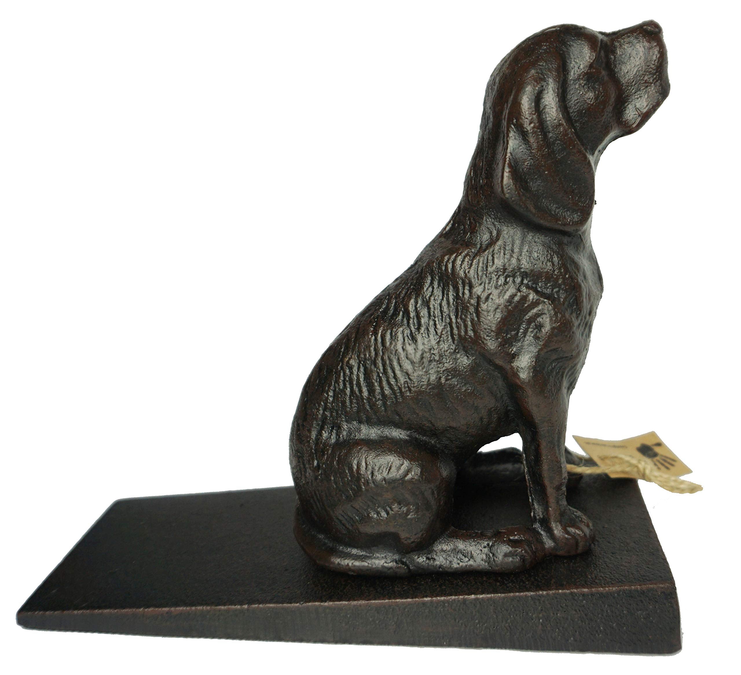 Lulu Decor cast-iron dog door stopper close-up showcases rugged texture and craftsmanship.