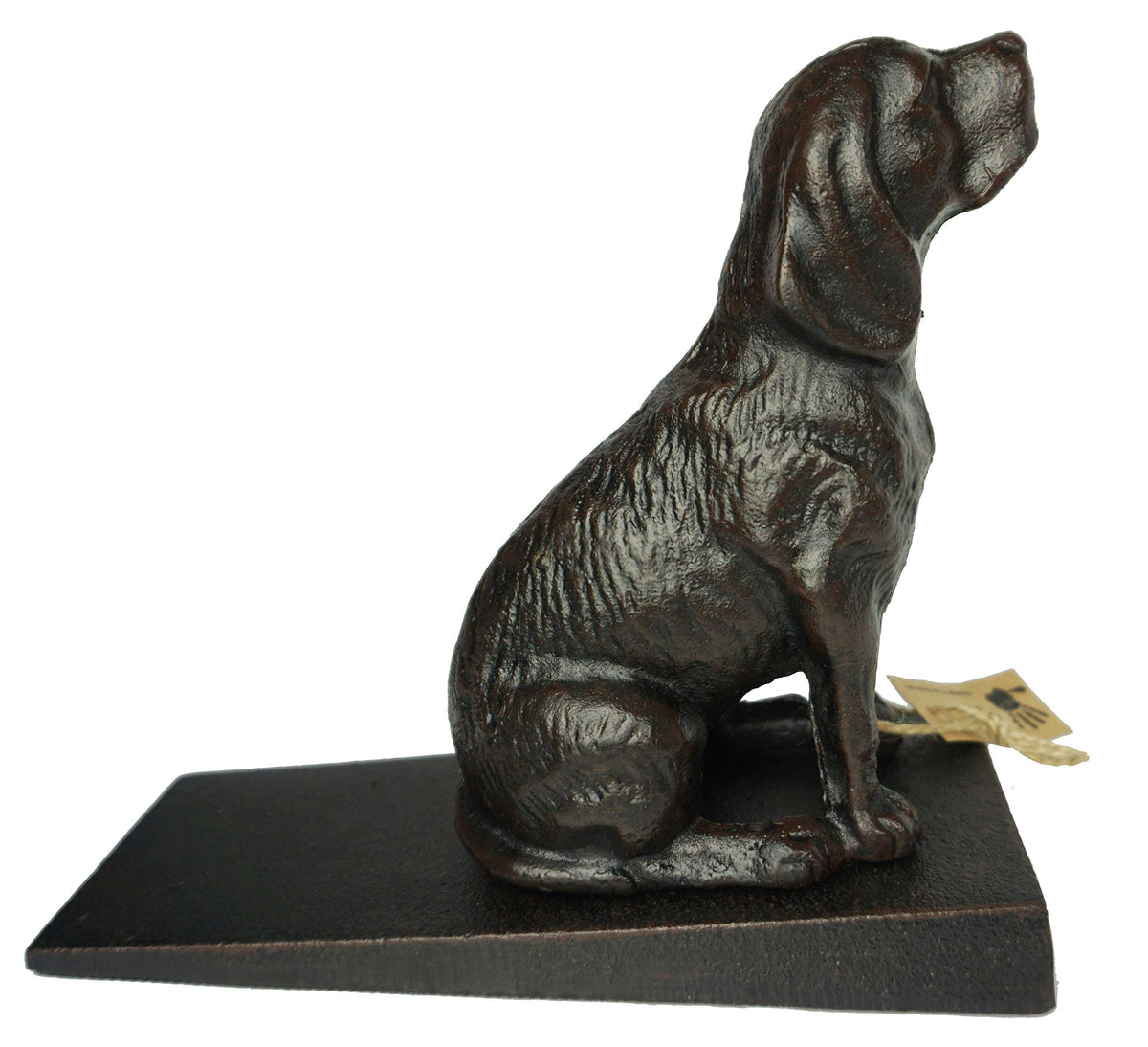 Lulu Decor cast-iron dog door stopper close-up showcases rugged texture and craftsmanship.