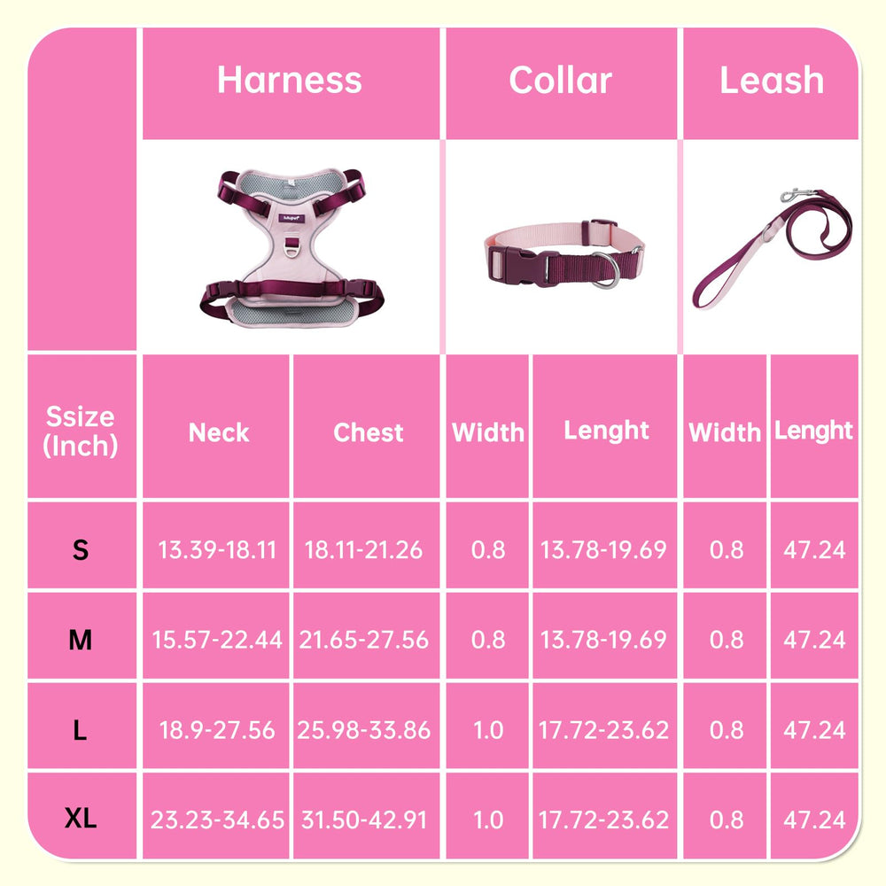 LULUPET no-pull harness pink small, adjustable straps for perfect fit