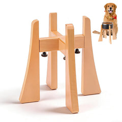 LuLuwood Beech dog bowl stand side view shows sturdy frame for medium and large dogs