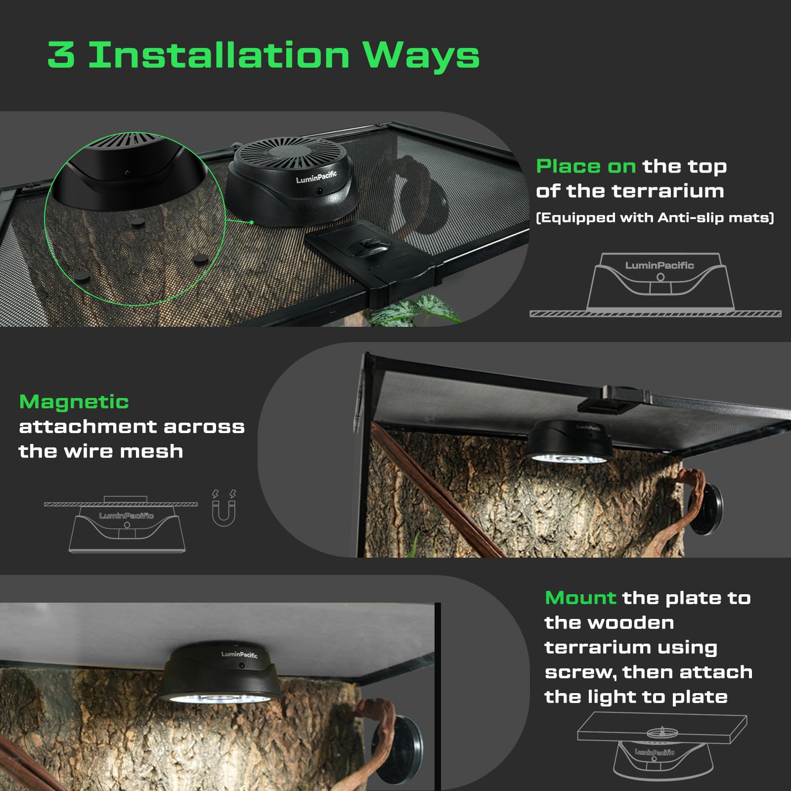 LuminPacific three installation options for mounting versatility