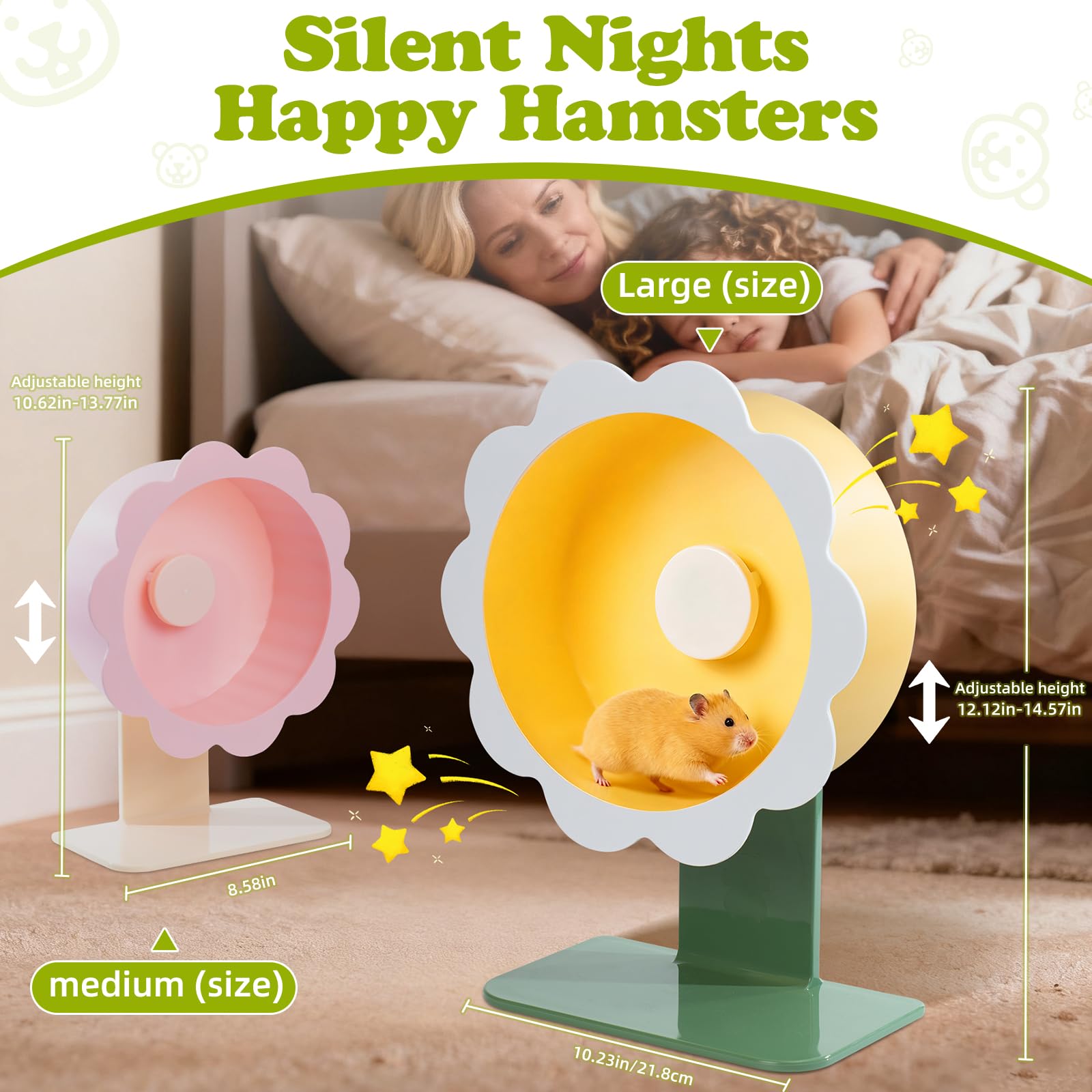 LummiPlay hamster wheel with adjustable stand supports height-adjusted play.