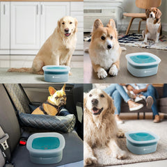 LumoLeaf No Spill Water Bowl blue outer shell offers easy cleaning.