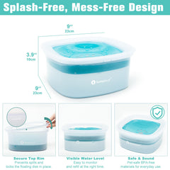 LumoLeaf No Spill Water Bowl blue top-enclosed design prevents car spills.