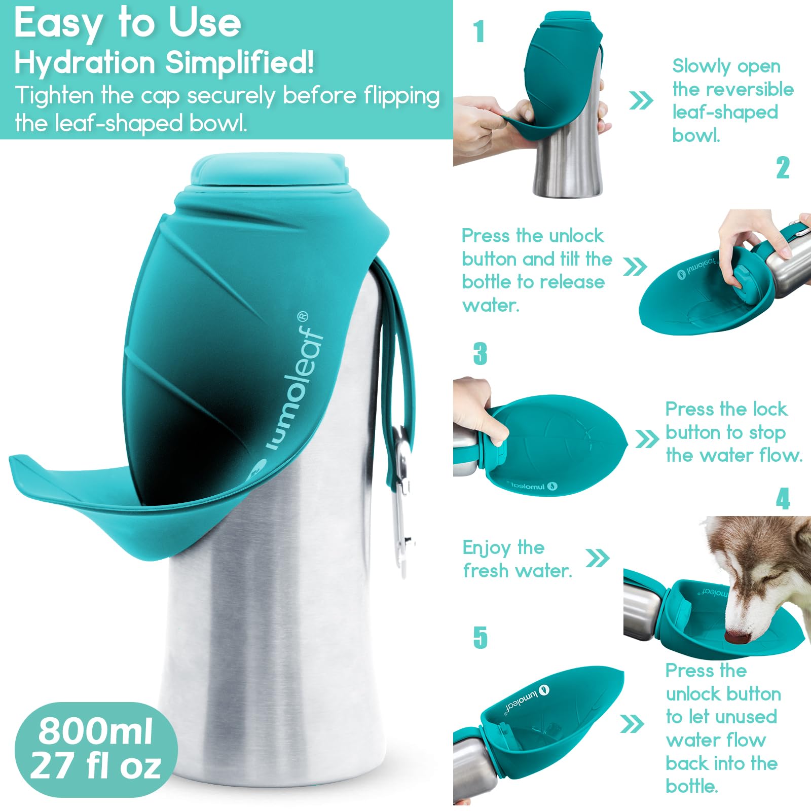 LumoLeaf removable carabiner and wrist strap for easy attachment.