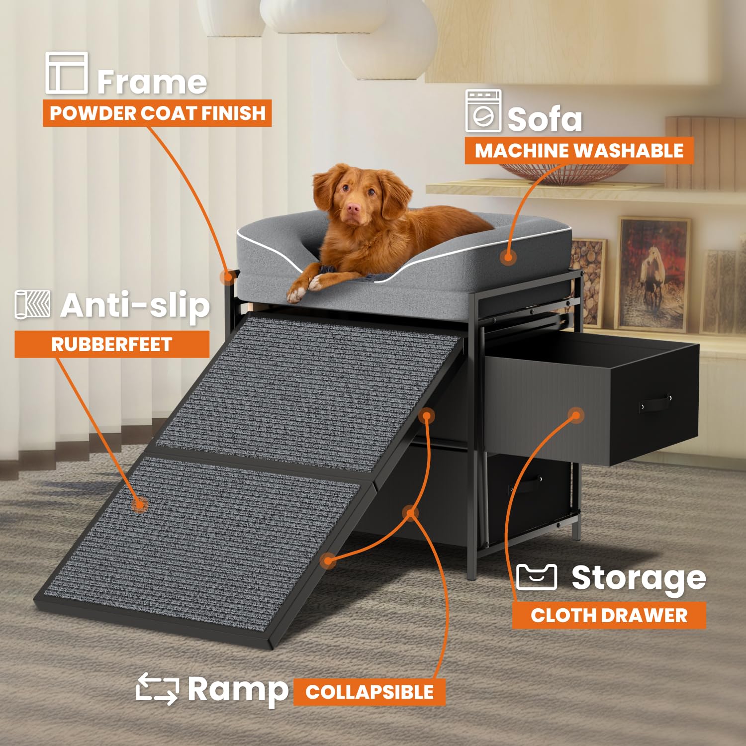 Lunacme dog window perch anti-slip ramp for easy safe access