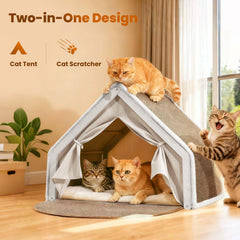 LUNNTE cat house with curtains creates a cozy private den for naps and quiet retreat