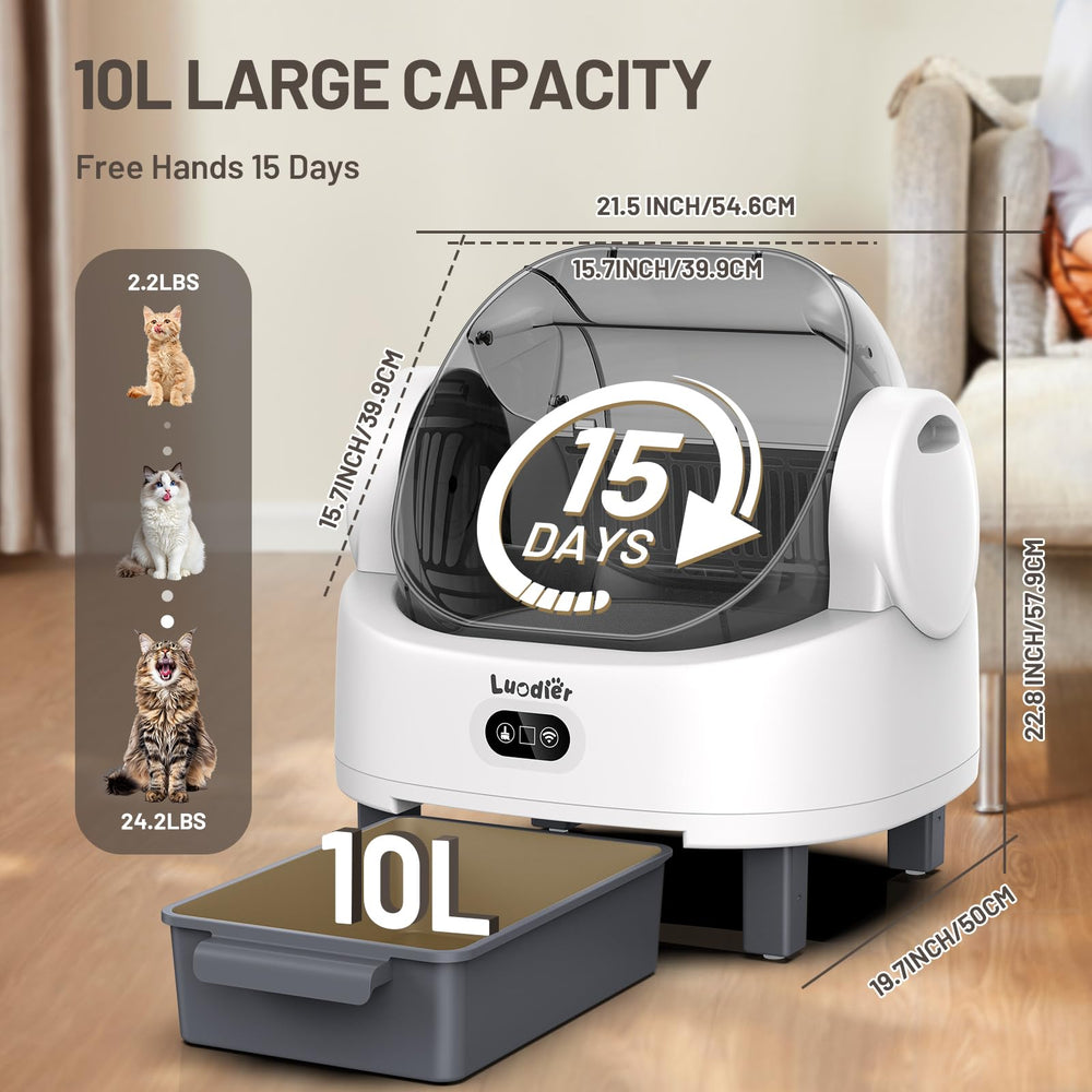 LUODIER litter box with roller cleaning for quick refresh