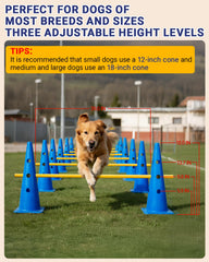 Lupar dog agility crossbar height adjustment shows adjustable jumps for different dog sizes.