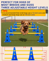 Lupar agility hurdle cones assembly showing adjustable layouts for dogs.