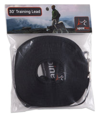 LupinePet Basics 30ft training lead in black for small dogs, supports recall training