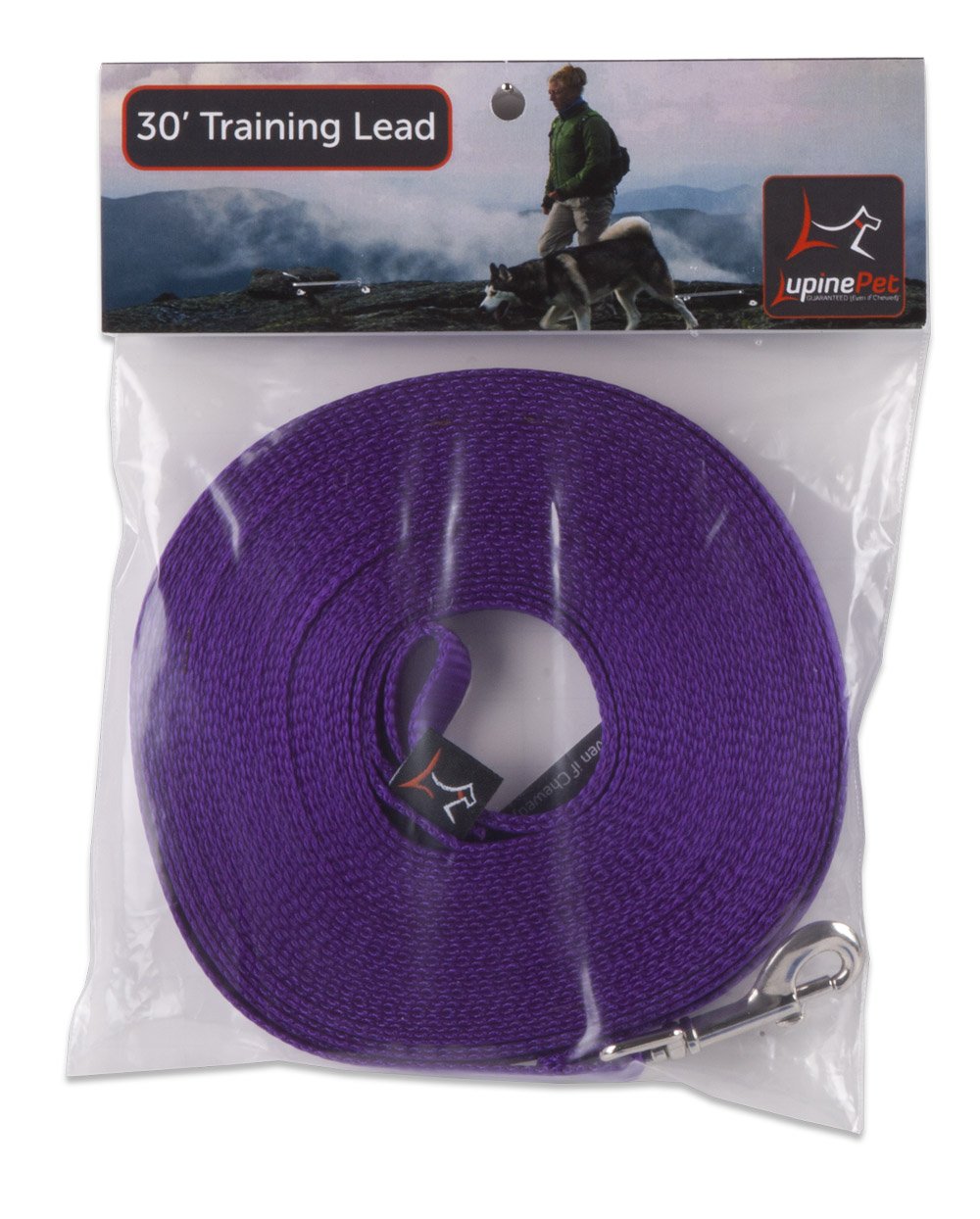 LupinePet Basics purple leash with self-loop handle for training and safe control.