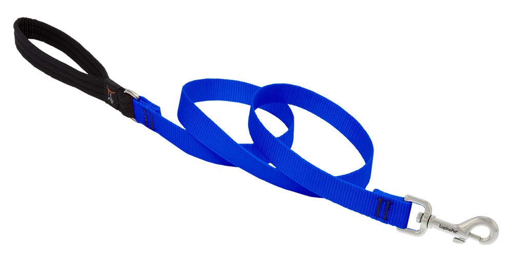 LupinePet blue 3/4-inch leash 6ft with padded handle for comfortable daily walks.
