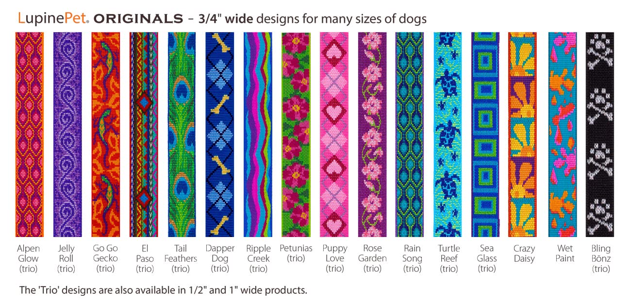 LupinePet martingale collar New Hampshire-made close-up showing guarantee against chewing.