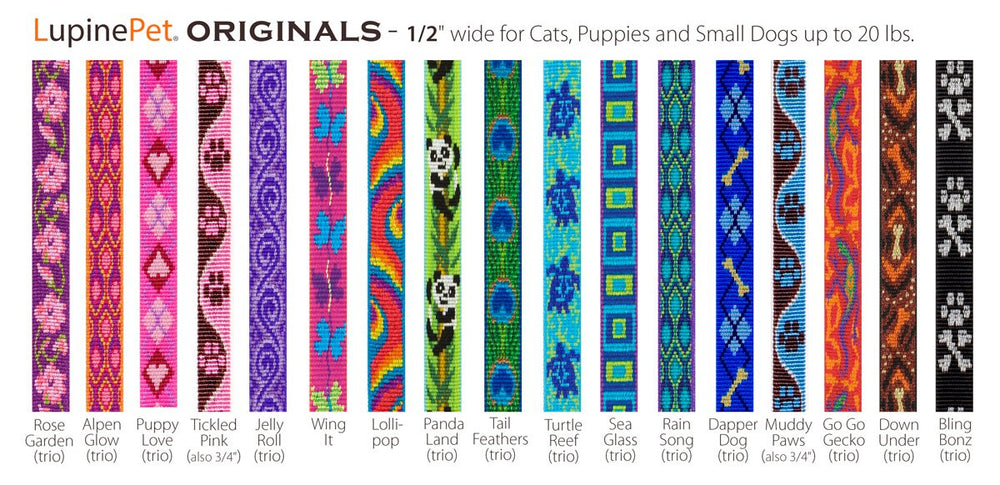 LupinePet Originals Turtle Reef strap-detail image highlights edge-turned stitching protects fur.
