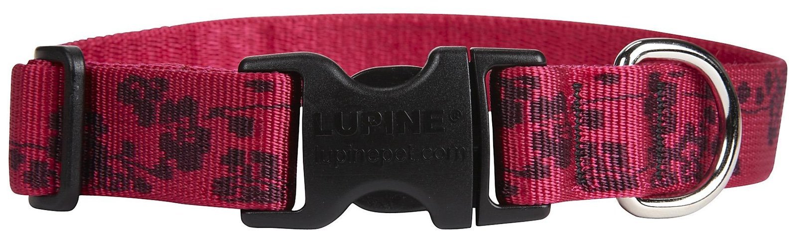 LupinePet Plum Blossom 1in collar side buckle highlighting secure fit for medium to large dogs