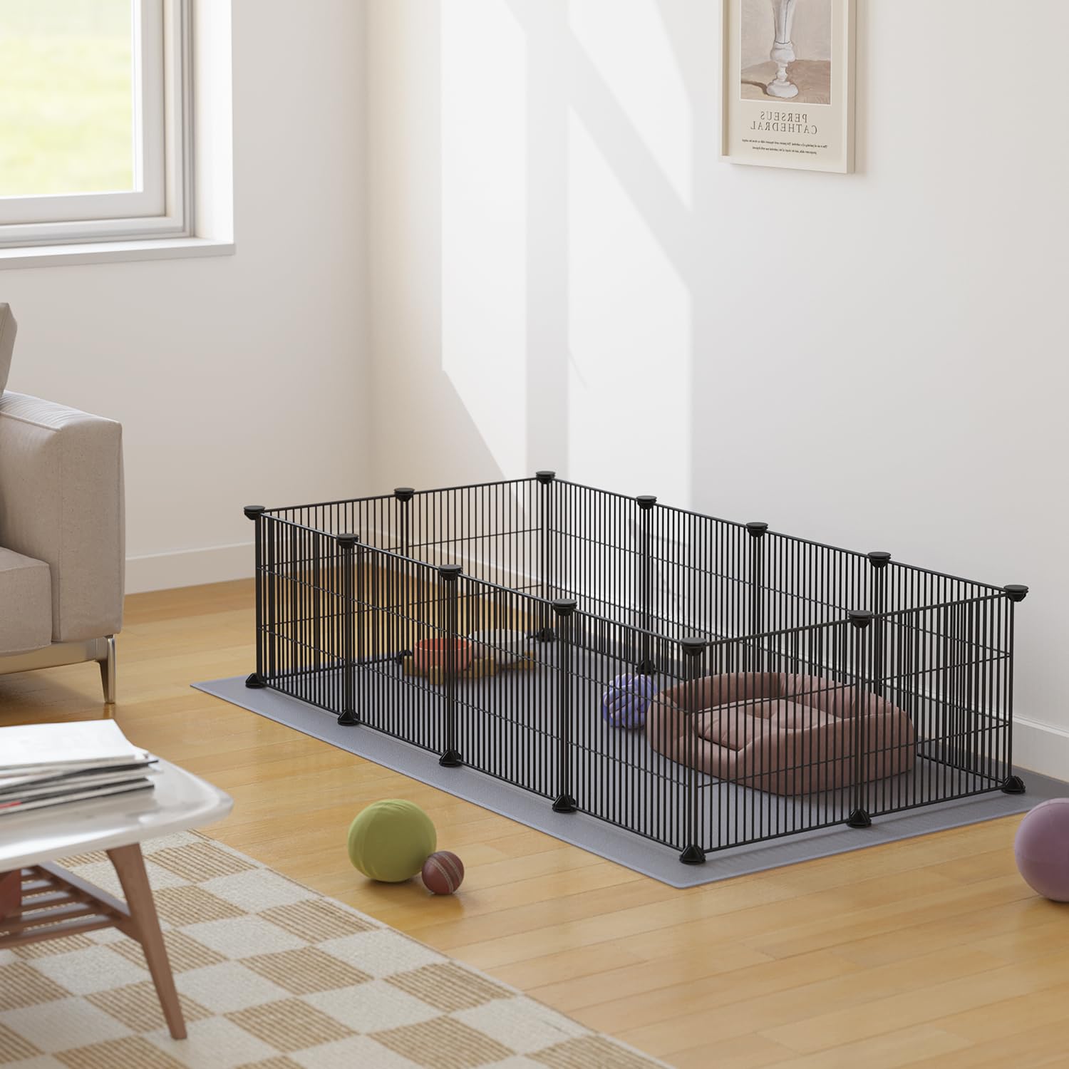LURIVA DIY playpen easy-clean metal wires for hygiene.